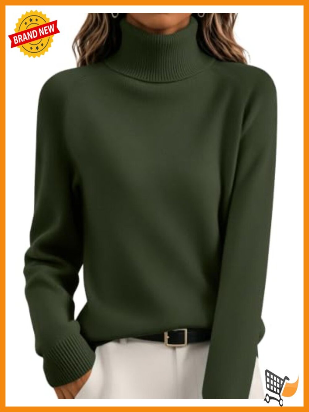 Zeagoo Women's Turtleneck Pullover Sweater Long Sleeve Ribbed Knit Casual